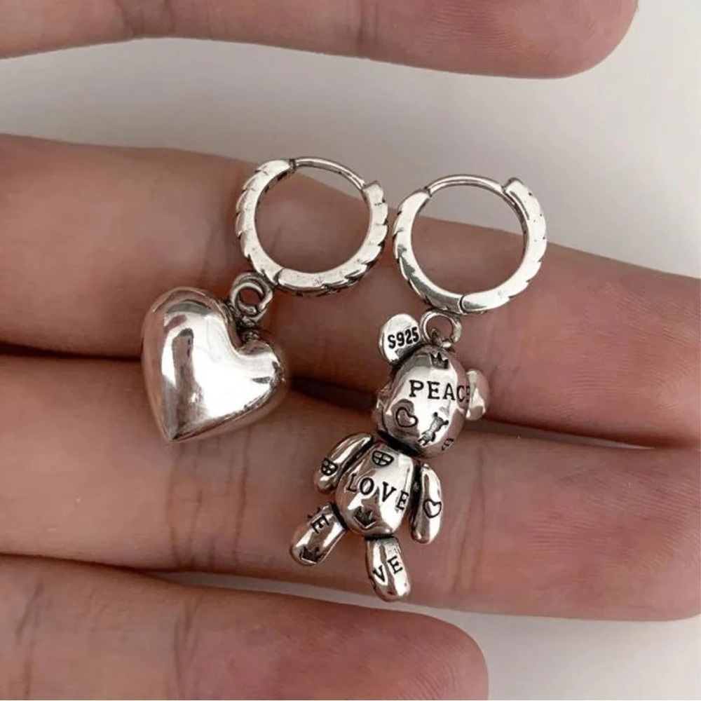Love & Peace Harmony: Mismatched Silver Earrings